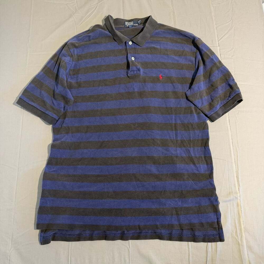 Polo By Ralph Lauren Striped Polo Shirt Size XL Blue Black